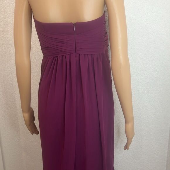 David’s Bridal Dress Sangria Maroon Long 💯 Polyester Strapless Gown Slimming - Picture 6 of 12